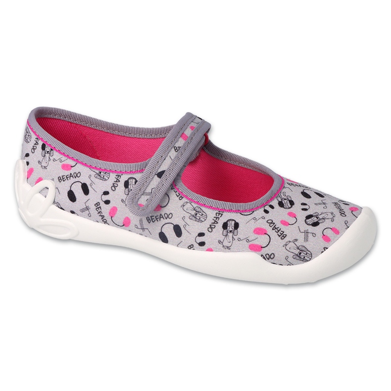Ciabatte per bambini Befado 114Y520 grigie con applicazioni colorate grigio 1