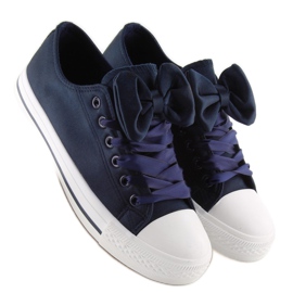 Sneakers da donna in raso blu navy 2