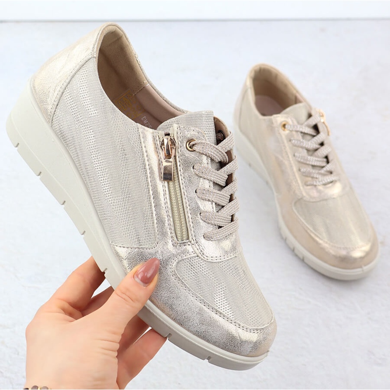 Scarpe sportive sul cuneo dorato Sabatina LH01 d'oro 1