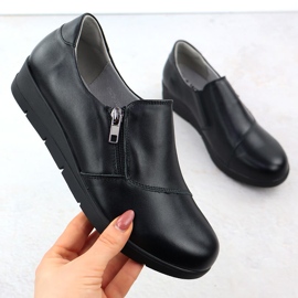 Scarpe in pelle da donna con spicchi neri sabatina jhy201 nero 1