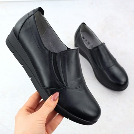 Scarpe in pelle da donna con spicchi scivolati sabatina neri jhy203 nero 1