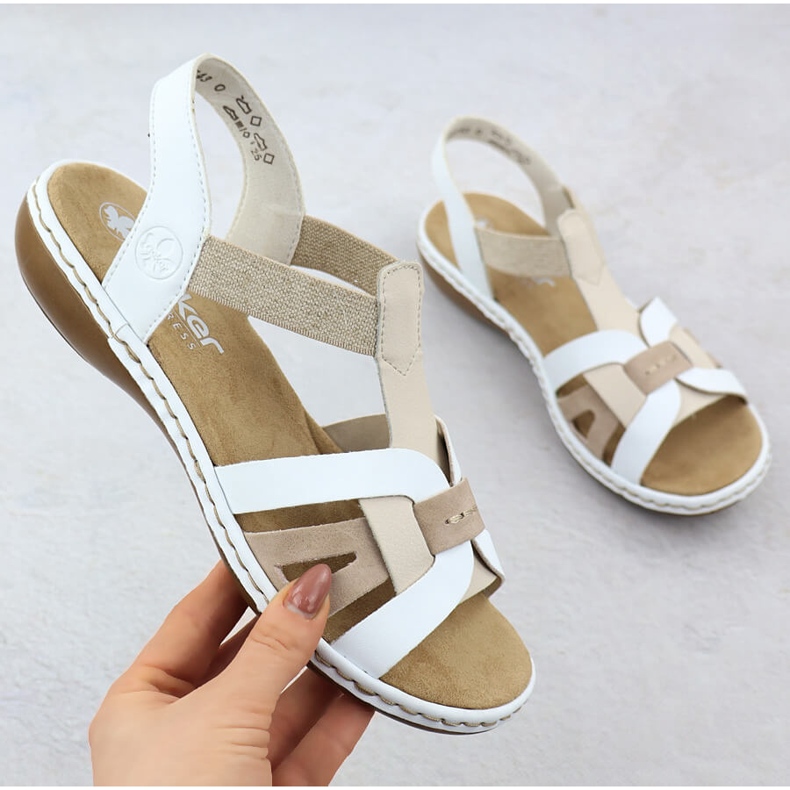 Comfort Women's Sandals inseriti su gomme bianche Rieker 65918-81 bianco 1