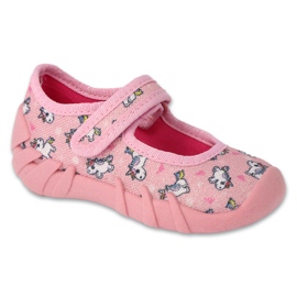 Pantofole per bambini Befado 109N267 rosa con unicorni 1