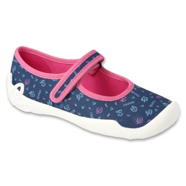 Pantofole per bambini Befado 114Y517 blu navy e rosa con fantasie 1