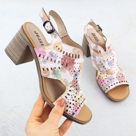 Openwork femminile sandali da donna con fiori Jezzi 24125 rosa 1