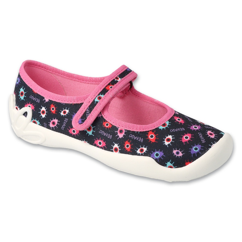 Slifori per bambini di Befado 114Y518 Black-Pink in motivi colorati nero 1