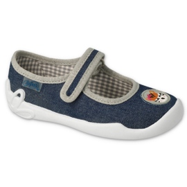 Pantofole per bambini Befado con applicazione in Velcro 114X498 blu navy 1