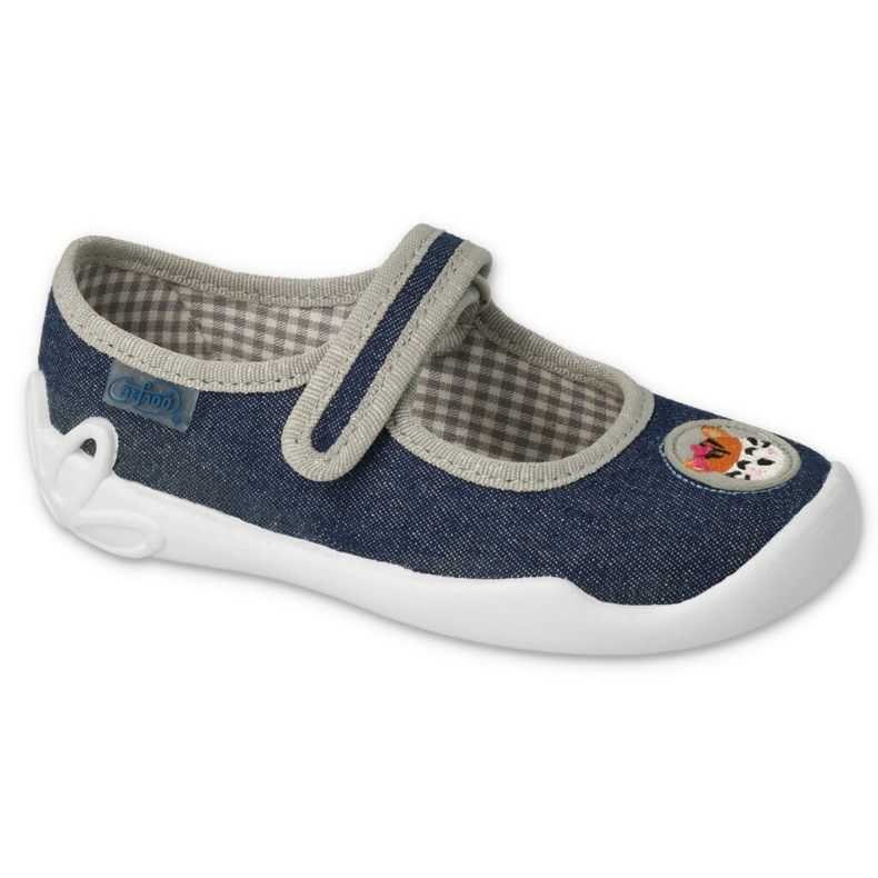 Pantofole per bambini Befado con applicazione in Velcro 114X498 blu navy 1