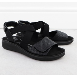 Sandali comodi da donna per la Jezzi nera in velcro 24142 nero 2