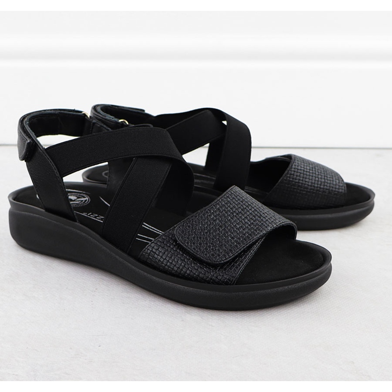 Sandali comodi da donna per la Jezzi nera in velcro 24142 nero 2