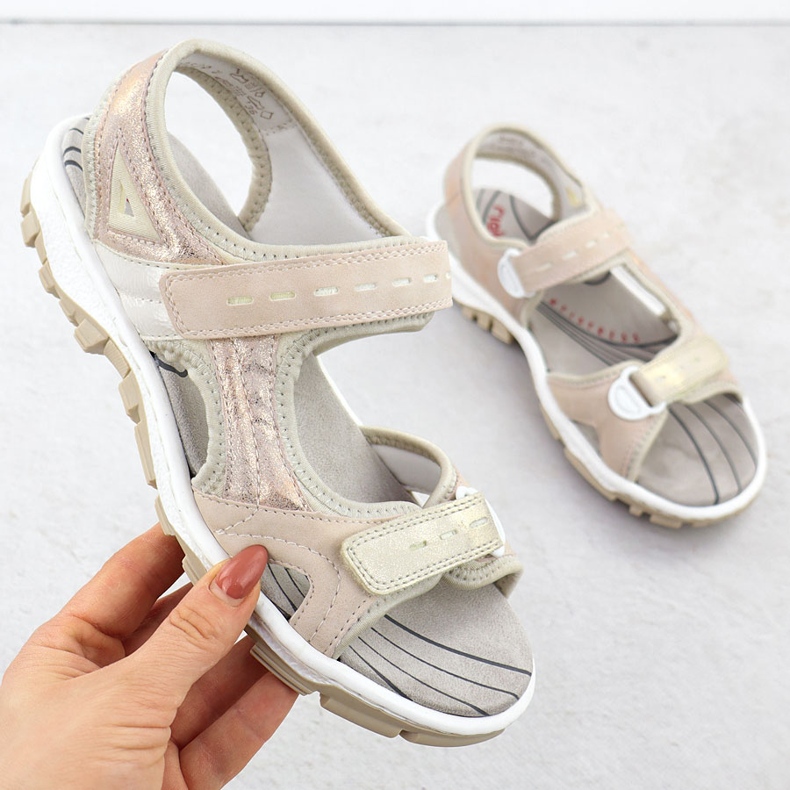 Sandali sportivi femminili con polvere rosa Rieker 68866-31 1