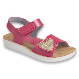 Sandali per bambini Befado 068Y009 rosa con cuore glitterato 1