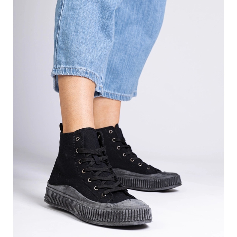 Sneakers alte nere con plateau di Guerrino nero 1