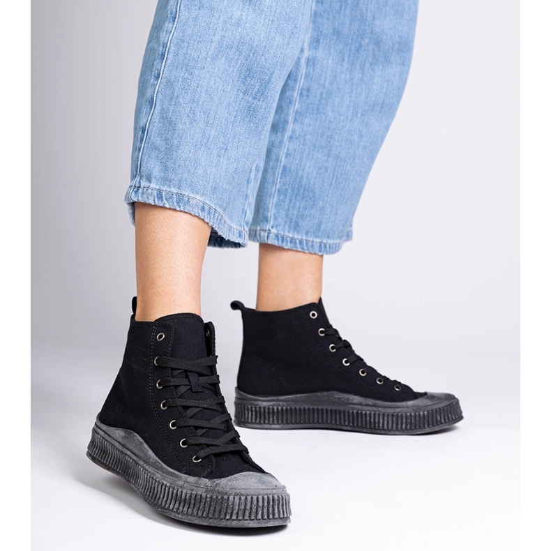 Sneakers alte nere con plateau di Guerrino nero 2