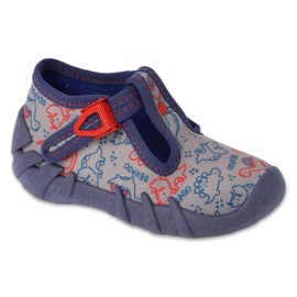 Pantofole per bambini Befado con chiusura110N498 con animali blu 1
