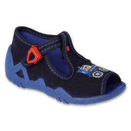 Pantofole per bambini Befado con chiusura 217P120, blu navy 1