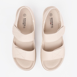 Goodin Sandali in velcro da donna beige leggero 2