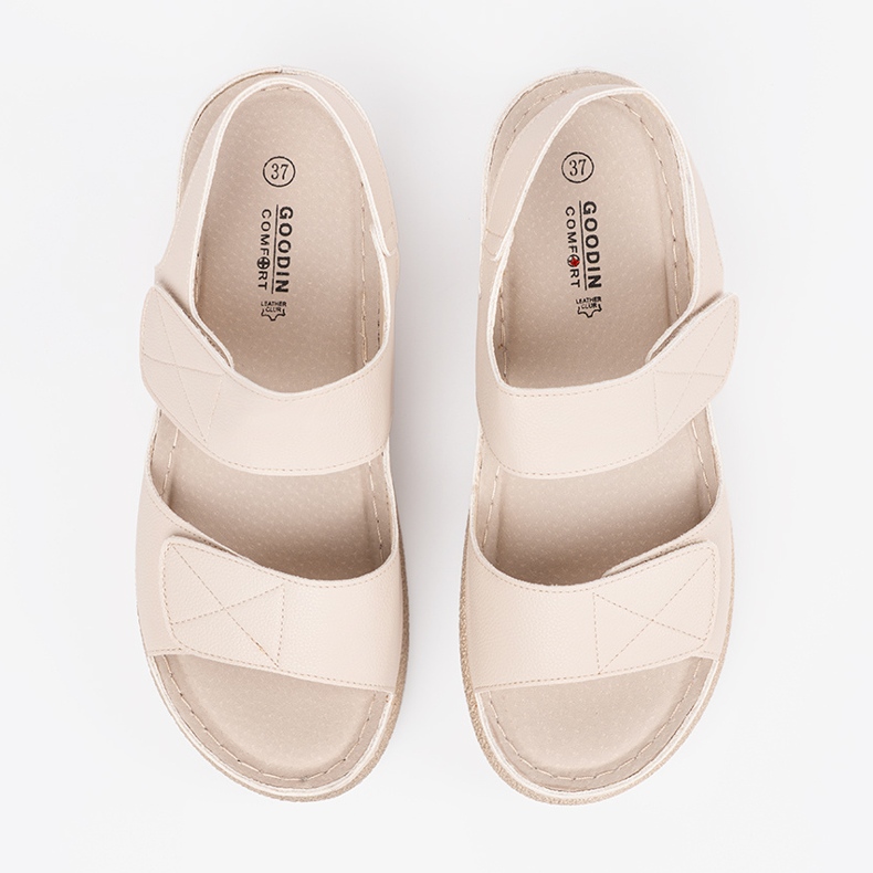 Goodin Sandali in velcro da donna beige leggero 2