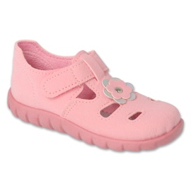 Pantofole per bambini Befado 535P002 rosa con fiore 1