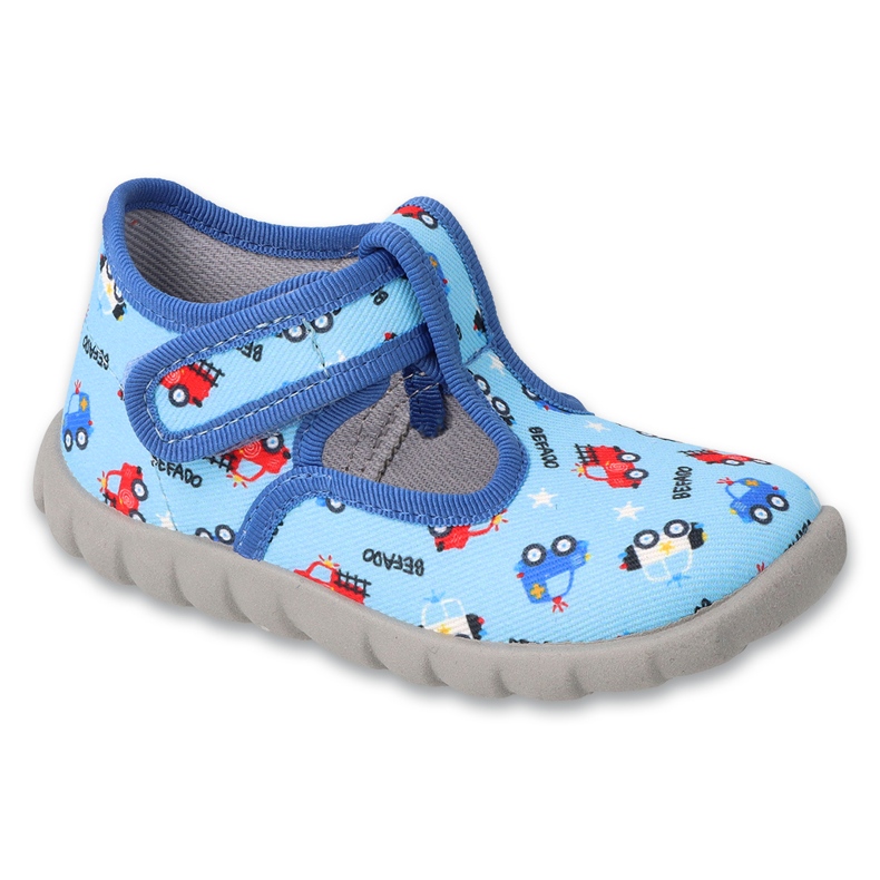 Ciabatte per bambini Befado 628P021 blu con macchinine 1