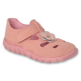 Pantofole per bambini Befado 535P005 rosa con fiore 1
