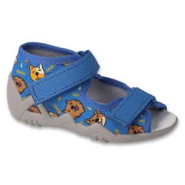 Sandali per bambini Befado con inserto in pelle 350P042, blu con cani 1