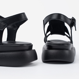Goodin Sandali eleganti in pelle nera sulla piattaforma nero 1