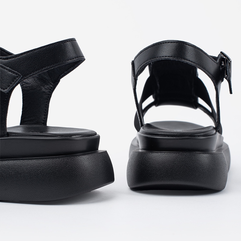 Goodin Sandali eleganti in pelle nera sulla piattaforma nero 1