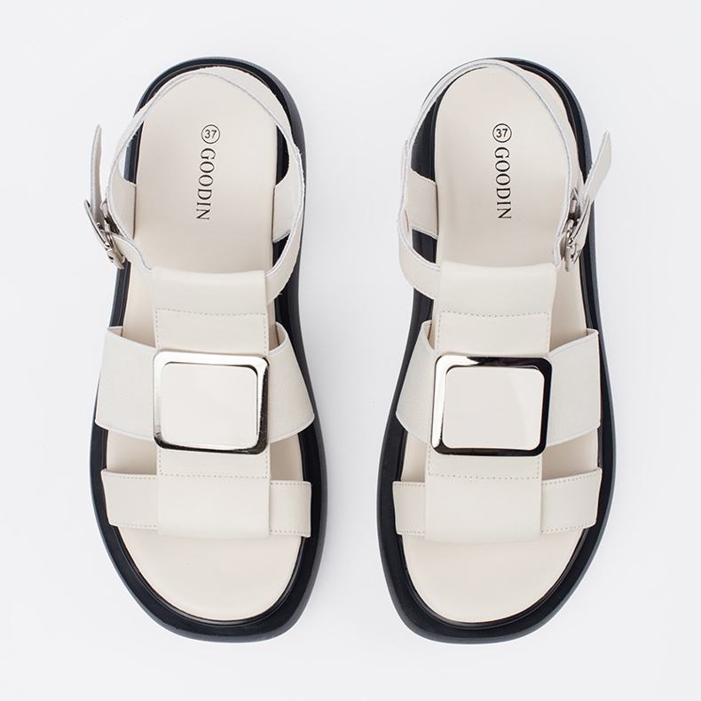 Goodin Light -beige in pelle sandali eleganti sulla piattaforma 1