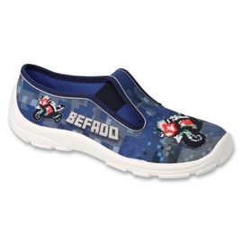 Ciabatte per bambini Befado 975Y178, blu navy, con applicazione moto 1