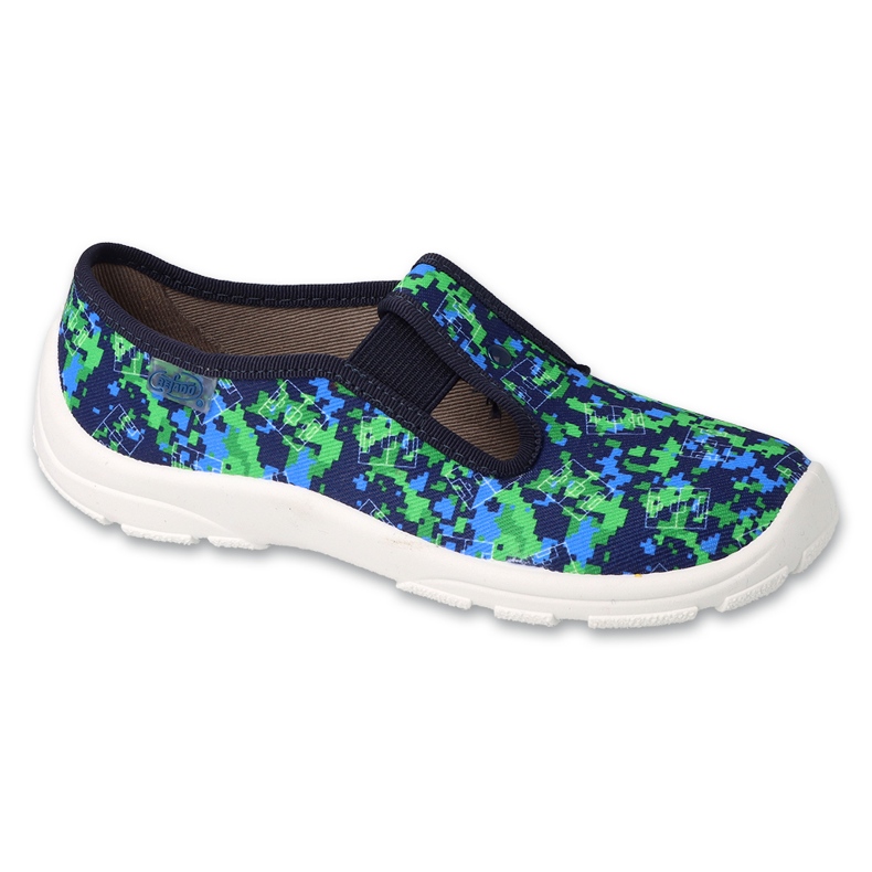 Pantofole per bambini Befado 975Y176 fantasie blu navy e verdi multicolore 1