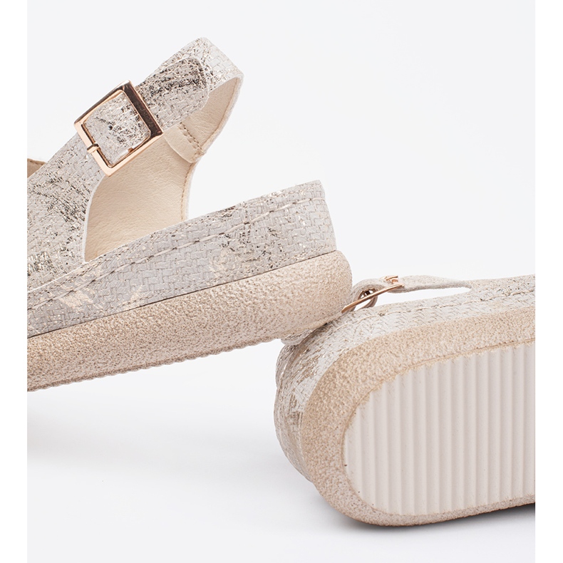 Goodin Sandali piatti con fibbia taupe beige 2