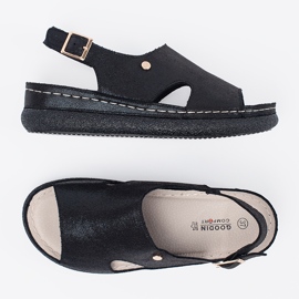 Goodin Sandali piatti neri con fibbia nero 1