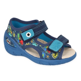 Sandali da bambino Befado con inserto in pelle 065P168 blu con draghi 1