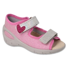 Sandali per bambini Befado 063P003 rosa con cuore 1