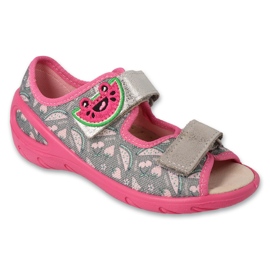Sandali da bambino Befado con inserto in pelle 063X006 rosa e grigio 1