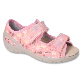 Sandali per bambini Befado con velcro, inserto in pelle 063X018, rosa 1