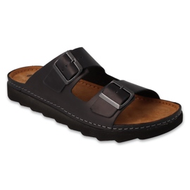 Ciabatte da uomo in pelle Inblu 158M021 nere nero 1