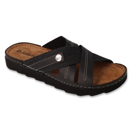 Pantofole in pelle maschile inblu 158m022 nere nero 1