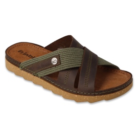 Ciabatte da uomo Inblu 158M023 marrone e verde 1