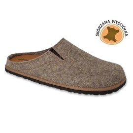 Ciabatte da uomo Inblu con inserto in pelle 155M025 beige 1
