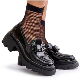 S.Barski Mocassini in pelle femminile con arco e cuore LZ42-032 nero 5