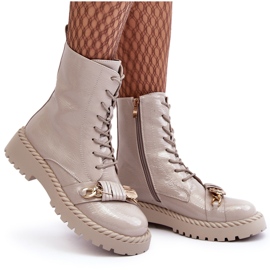 S.Barski Stivali arrossi da donna con decorazione D&amp;A MR870-67 Beige leggero 3