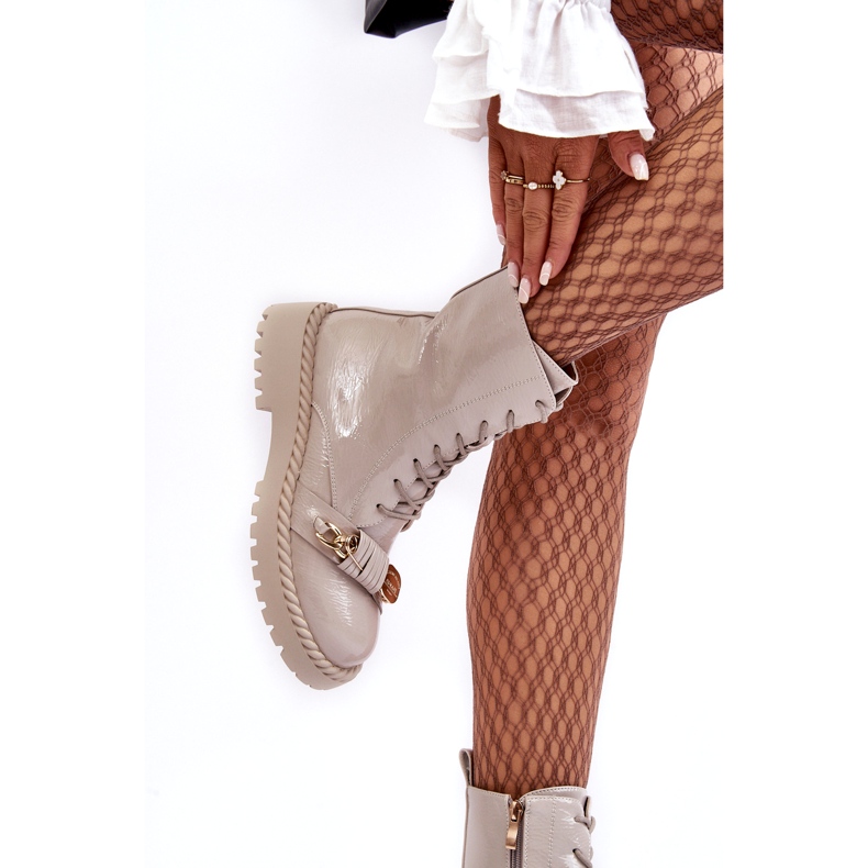 S.Barski Stivali arrossi da donna con decorazione D&amp;A MR870-67 Beige leggero 1