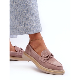 S.Barski Mocassini da donna in pelle scamosciata con tacco piatto con decorazione D&amp;A TW101 Dirty Pink rosa 2