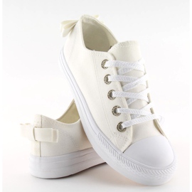 Sneakers da donna bianche con fiocco 8935 White bianco 2
