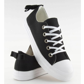 Sneakers da donna nere con fiocco 8935 Black nero 1