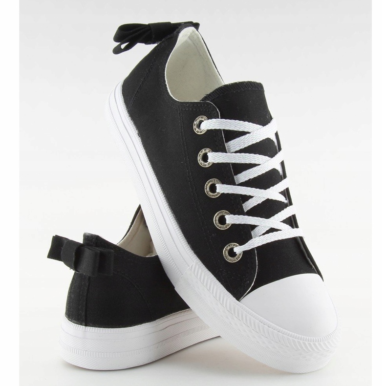 Sneakers da donna nere con fiocco 8935 Black nero 1