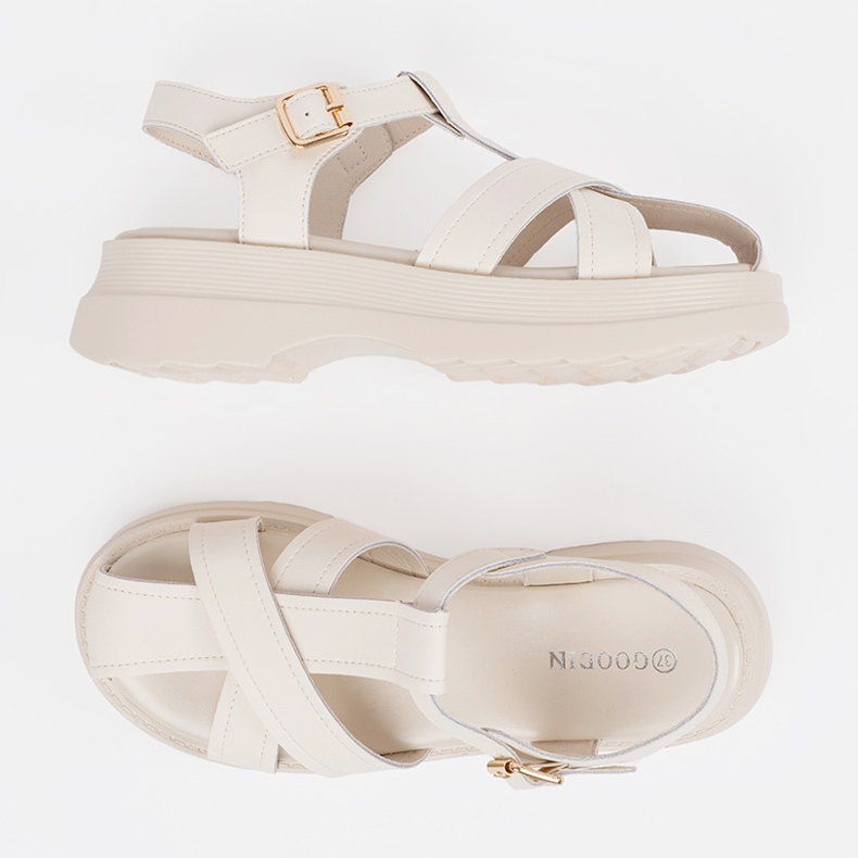 Goodin Sandali beige leggeri su una suola spessa 2