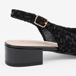 Goodin Sandali a bordo basso nero con stampa leopardata 1